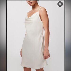 Urban Outfitters UO Mallory Cowl Neck Satin Slip mini Dress Cream size M NWT